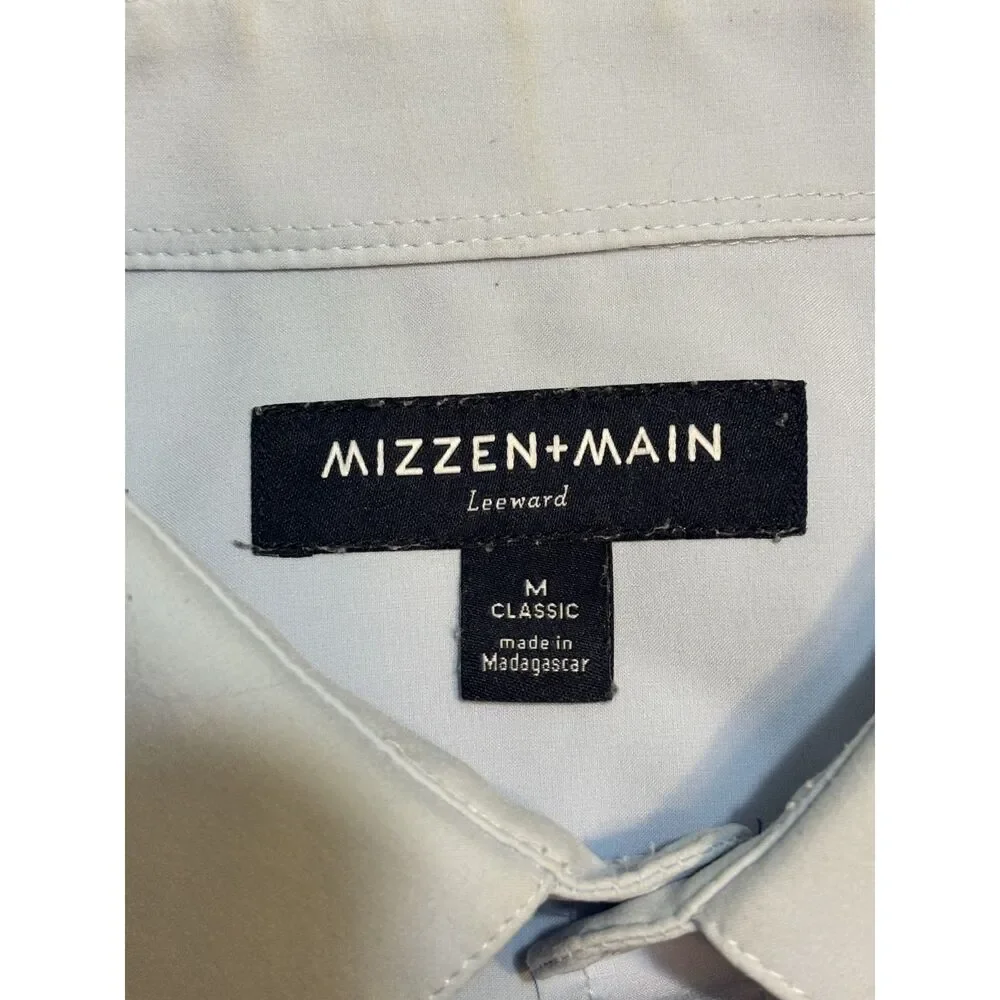 Mizzen+Main Leeward Dress Shirt Mens Medium Blue Classic Performance Button Up - Picture 3 of 10